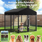 Sino Luban Outdoor Dog Kennel Outside Run with Doggy Door, Swivel Feeder&Roof - 5x5x5FT Large Dog Kennels Pens Outside for Medium/Large Dogs - Heavy Duty Cage Yard (Can Connect to Your Dog House)