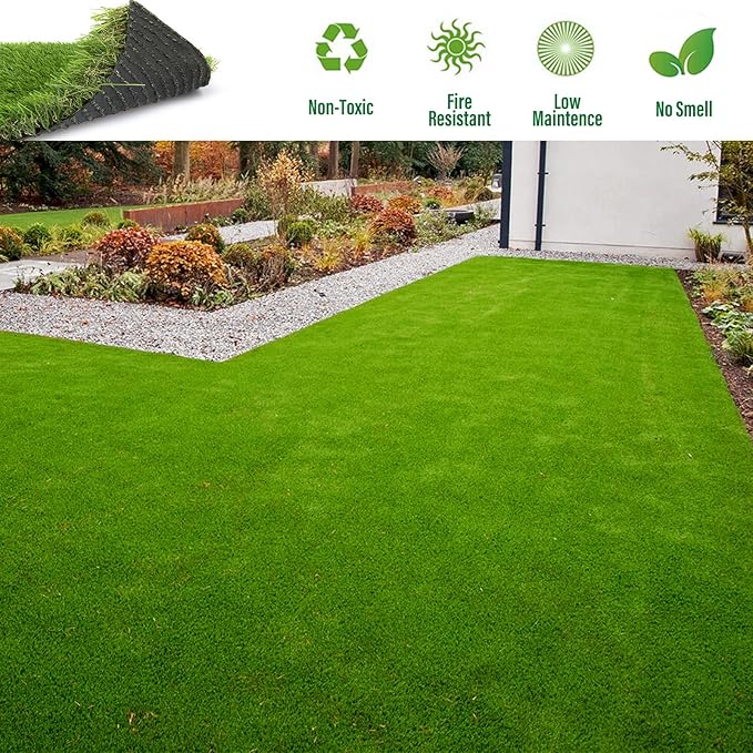 Artificial Grass Rug Outdoor Indoor 8FTX68FT Fake Grass Carpet Green Synthetic Grass Pet Turf Realistic Faux Grass Rug with Drain Holes for Garden Lawn Landscape Balcony Home Decor Patio