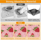 Dog Bowl Mat,Strawberry Pet Feeding Mat for Floors Waterproof,White Daisy Absorbent Dogs Placemat for Food and Water Quick Dry Pet Cat Feeding Mats with Non Slip Bottom 12" x 20"