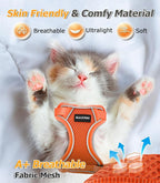 Halypet Cat Harness and Leash Set [MAX Safety 4th-Gen Upgrade] Escape Proof Adjustable Cat Leash Comfortable Soft Vest Easy to Wear Kitten Harness with Reflective Strip for Cats Walking, XS Orange