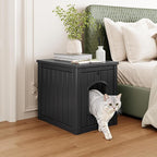 Litter Box Enclosure, Waterproof & Weatherproof Plastic Cat House for Indoor Outdoor Use, Multi-Functional Hidden Litter Box Furniture for Living Room, Backyard, Patio, Garage (Black)