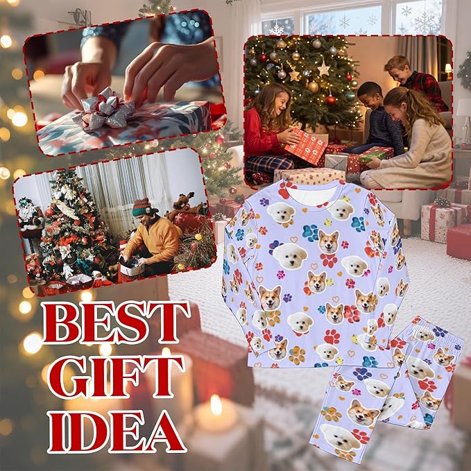 Artsadd Personalized Pajamas with Faces for Women Men Custom Christmas Pajamas Gifts for Family Couple, Funny Photo Pjs