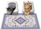 Glittme Cat Litter Mat with Non-Slip Bottom Litter Box Mat 33"X22" Litter Trapping Mat Easy to Clean Washable Cat Food Mat for Kitty,L
