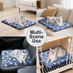 Dog Bed Mat - Comfortable Dog Kennel Pad, Multi-Purpose Crate Bed Mats for Dogs & Cats (NavyBlue&Stars, 18" L x 14" W x 1.5" Th)