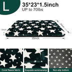 Dog Bed Mat – Soft & Comfortable Dog Kennel Pad for Crate – Durable Crate Bed & Mat for Dogs & Cats – Ideal for Crate, Kennel, and Home Use (Big&Little Stars Green, L(35"*23"*1.5"))