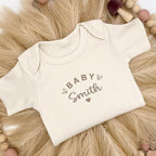 COUPLEHOODIES Personalized Baby Onesie Bodysuit – Custom Embroidery Gift for Pregnancy Reveal Baby Shower or First Grandchild