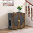 unipaws Tall Cat Litter Box Enclosure with Shelves, Hidden Litter Box Cover for Tall or Top Entry Litter Box, Kitty Enclosed Litter Box Cabinet, Cat Box Furniture, Rustic