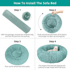 Nisrada Dog Bed for Small Medium Large Dogs, 24 inch Calming Dogs Bed, Washable-Round Cozy Soft Pet Bed for Puppy and Kitten with Slip-Resistant Bottom