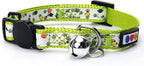 Pawtitas Glow in The Dark Cat Collar with Breakaway Safety Buckle & Bell Adjustable Kitten Collar, Green