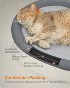 Feandrea Pet Bed, Cat Hammock, Elevated Cat Bed for Multiple Cats, with Removable Washable Mesh, for Pets up to 20 lb, Oval, Gray UPCB001G01