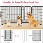 Dog Playpen 40 inch Dog Fence for Outdoor Indoor Use Heavy Duty Metal Dog Pen for Large Dogs, Rustproof Pet Playpen Portable Pet Fence Outdoor for Yard, RV Camping, Customizable, 20 Panels