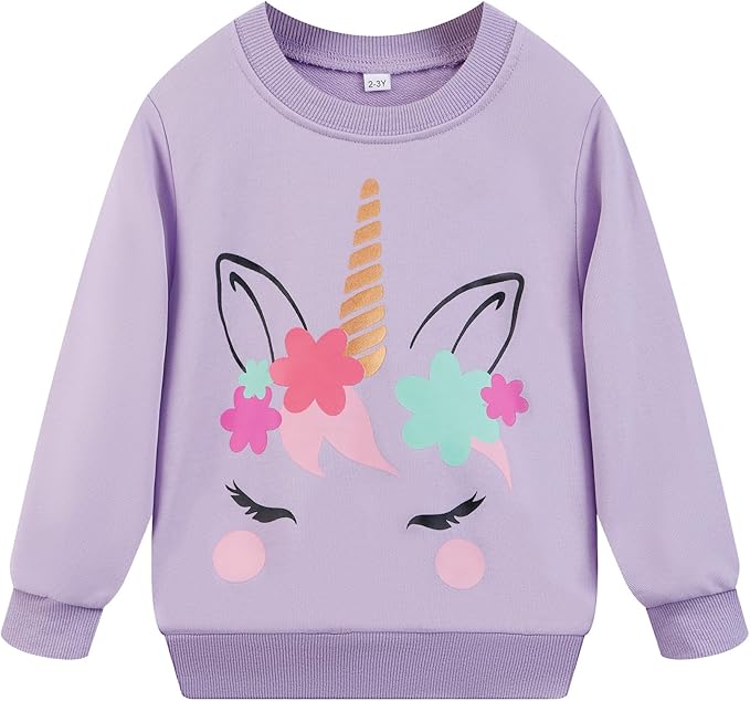 Little Girls Unicorn Outfits 2 Piece Kids Ruffle Sleeve Sweatshirt + Leggings Fall Leopard Clothing Sets 2-10 Years Old