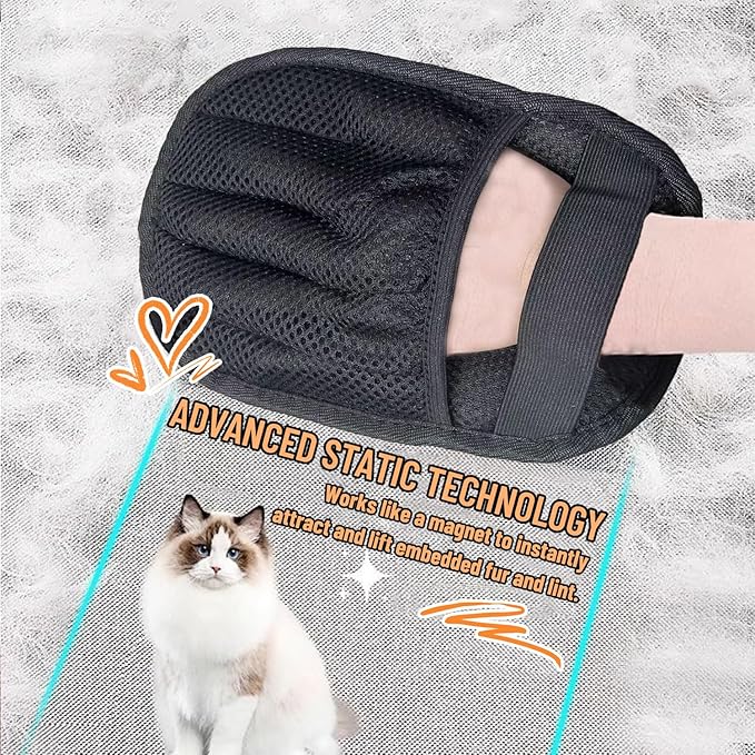 Pet Hair Removal Glove for Cats & Dogs, Upgraded Five-Finger Electrostatic Pet Hair Gloves, Reusable Magic Brush Pet Hair Remover Tool for Carpet, Clothing, Laundry, Couch & Car Seat