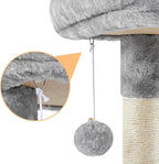 Yaheetech 34.5in Scratching Post, Cat Scratchers for Indoor Cats and Kittens, Multifunctional Activity Post w/Sisal Rope＆Dangling Ball＆Large Condo, Light Gray
