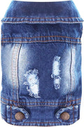 Cool Dog Jean Jacket Small Puppy Outfits Frenchie Clothes Denim Coats for Small Medium Dogs Cats Boys Girls Pet Vest Dog Shirt Clothing Doggy Costume (Blue, XL（Suggest 12-16 lbs）)