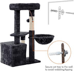 Yaheetech 34.5in Scratching Post, Cat Scratchers for Indoor Cats and Kittens, Multifunctional Activity Post w/Sisal Rope＆Dangling Ball＆Large Condo, Black