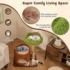 Tangkula Solid Wood Cat Tree, Natural Branch Cute Kitten Tower with Jute Scratching Post & Mat, Tree Hole Condo, Bed, Perch, Dangling & Spring Balls, Small Cat Climbing Stand for Indoor Cats & Kittens