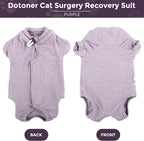 Dotoner Cat Surgery Recovery Suit for Female Male Anti-Licking Pet Surgical Pajamas Long Sleeve Prevent Shedding Cat Spay Recovery Suit&E Collar Alternative Bodysuit for Cats