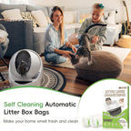 Litter Box Liners 60 Count Jumbo Cat Litter Bags, Easy Clean Up Thick Large Kitty Litter Liners for Litter Box, Drawstring Cat Litter Box Liner Bags for Litter Box Robot 4 and 3