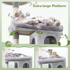 Globlazer Heavy Duty Cat Trees for Large Cats, Sturdy 72in Maine Coon Cat Tree for Large Cats 20 lbs+ Heavy Duty Cat Tower for Adult Biggest Cat with 6 Scratching Posts, Hammock, S72, Light Grey