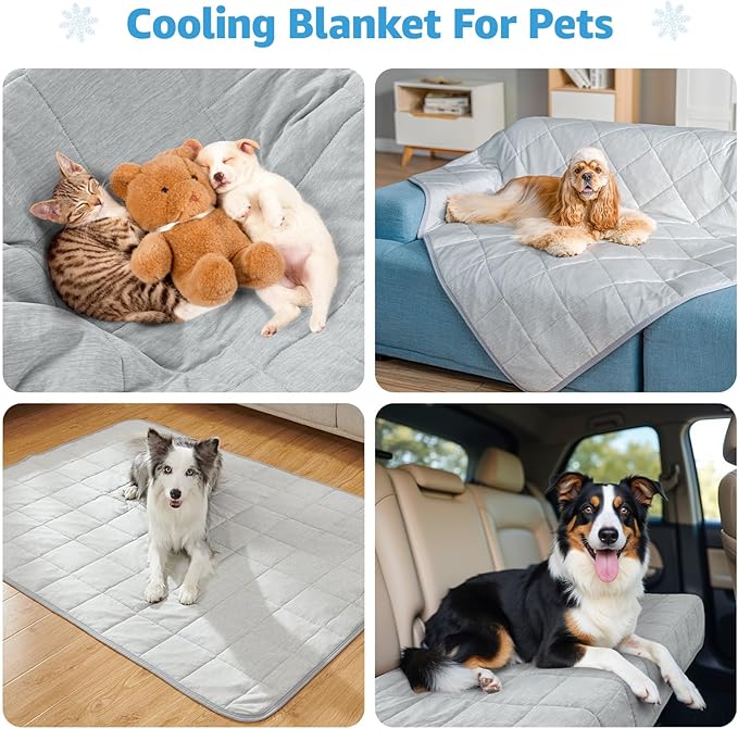 PICK FOR LIFE Cooling Blanket for Dogs, 0.4 Q-MAX Pets Cooling Comforter for Bed Cover, Summer Blanket for Large Dogs Washable, Soft Lightweight Cold Mats for Pet Hot Weather Sleeping (60"×80"/Grey)