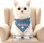 Custom Embroidered Dog Bandana Personalized with Name Adjustable Triangle Neckwear Scarf for Dogs and Cats Washable Polyester Pet Accessories Gift for Pet Lovers
