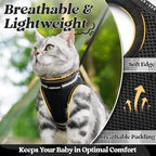 rabbitgoo Cat Harness and Leash Set for Walking Escape Proof, Adjustable Soft Kittens Vest with Reflective Strip for Cats, Comfortable Outdoor Vest, Black, XL
