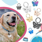 Dog Tags Personalized for Pets - Custom Dog Name Tag for Dog Collar, Colorful Butterfly Pet ID Tag, Stainless Steel Pet ID Tags for Small Large Dogs Cats, Pets Accessories for Cat Engraved Both Sides