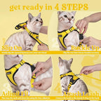 rabbitgoo Cat Harness and Leash for Walking, Escape Proof Soft Adjustable Vest Harnesses for Cats, Easy Control Breathable Reflective Strips Jacket, Yellow, S