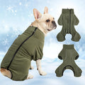 Mihachi Dog Snow Suit Dog Coat Soft Fleece Pullover Pajamas, Pet Windproof Warm Cold Weather Jacket with Zipper, Reflective Jumpsuit Apparel Outfit Clothes for Medium Dog, Army Green M
