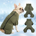 Mihachi Dog Snow Suit Dog Coat Soft Fleece Pullover Pajamas, Pet Windproof Warm Cold Weather Jacket with Zipper, Reflective Jumpsuit Apparel Outfit Clothes for Medium Dog, Army Green M
