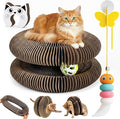 Kitty Curls Cat Toy (Large) Twisty Paws Kurlz | Magnetic Magic Organ Cat Scratcher | Interactive Cardboard with Bell Ball & Hanging Teaser | Honeycomb Design | 1 pcs Teaser 1 pcs Scratcher