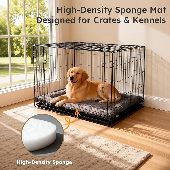 Dog Bed Mat, Dual-Sided Dog Crate Bed Mat - Ultra Soft & Machine Washable Kennel Pad for Medium Dogs, All-Season Comfort Pet Bed for Crates, Travel, and Home, Light Brown, 30 x 18 Inch