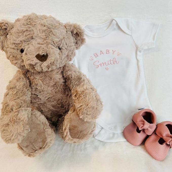 COUPLEHOODIES Personalized Baby Onesie Bodysuit – Custom Embroidery Gift for Pregnancy Reveal Baby Shower or First Grandchild