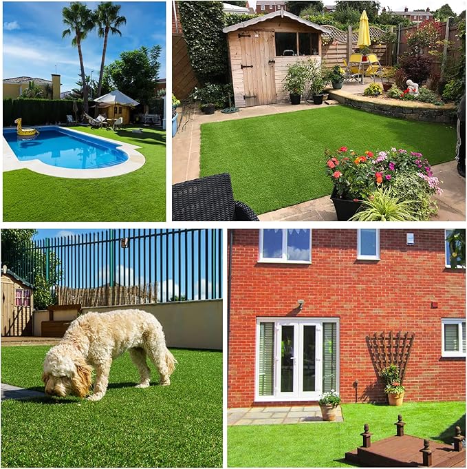 Artificial Grass Rug Outdoor Indoor 9FTX81FT Fake Grass Carpet Green Synthetic Grass Pet Turf Realistic Faux Grass Rug with Drain Holes for Garden Lawn Landscape Balcony Home Decor Patio