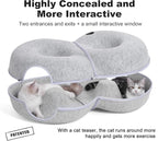 8-Shaped Large Cat Tunnel Bed for Indoor Cats, Infinite Circulation Peekaboo Cat Cave with 12 Toy Balls, Cat Donut Tunnel for Cats up to 30 Pounds (Light Grey, L 38x24x11in)