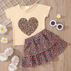 Akyzic Little Girl Skirt Outfit Two Piece Spring Summer Outfit Butterfly Dress Cat Print Skirt Toddler Girl Outfit Set