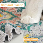 Glittme Cat Litter Mat with Non-Slip Bottom Litter Box Mat 24"X15" Litter Trapping Mat Easy to Clean Washable Cat Food Mat for Kitty,S