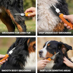 Poodle Dematting Fur Rake Comb Brush for Dogs and Cats - Long 2.5" Steel Safety Blades Metal Comb for Detangling Matted or Knotted Undercoat Hair (Orange)
