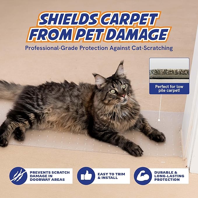 Panther Armor Scratch-Proof Carpet Protector for Pets, Plastic Rug Runner and Cover, 12.2 x 43 inches, Cat Scratch Protector for Doorway, Stop Cat from Scratching, Door Mat