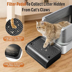 Cat Litter Box Step, Cat Litter Ramp Mat with Filter Function for Self-Cleaning Litter Box, Easy to Clean, Cats Pedal Step Stool Ideal for Kitten & Elderly Cats (Black)