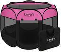Love's cabin Pet Puppy Dog Playpen, Medium Dog Tent Crates Cage Indoor/Outdoor, Portable Playpen for Cat, Foldable Pop Up Dog Kennel Playpen with Carring Case, Removable Zipper Top, Pink