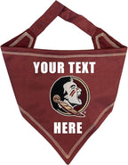 NCAA Florida State Seminoles Personalized Tie Bandana for Dogs & Cats, Size Large/X-Large. Custom Dog Bandana Scarf Bib for Pet Cat Dog. The Ultimate Game-Day & Party Customizable Bandana