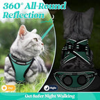 rabbitgoo Cat Harness and Leash Set for Walking Escape Proof, Adjustable Soft Kittens Vest with Reflective Strip for Cats, Comfortable Outdoor Vest,Green,L