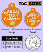 Bad Tags Personalized Dog and Cat ID Tags in 25+ Designs and 2 Sizes - 5 Lines of Custom Engraved Text - Funny Cute Personalized Pet Tags (Cheese Tax Collector, Large (1.25 inch))