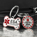 HOPELF Engraved Personalized ESA Tag - Custom Emotional Support Animal Tags for Dogs and Cats - Essential Therapy Pet Name Badge for Collars, Vests, Harnesses - for Most Breeds