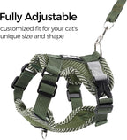 Cat Harness and Leash Escape Proof Large Kitten Harness Ragdoll Cat Vest for Walking Travel, Dark Green, L
