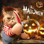 Pet Deadly Doll Dog Costume, Novelty Halloween Christmas Costumes Funny Dog Cosplay Outfits Cute Clothes for Small Medium Large Dogs Cats Party Dress Up Cool Puppy Costumes Scary Spooky Apparel Blue