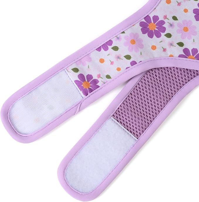 Mile High Life Dog Harness, Air Mesh Floral Vest Harness for 20 lbs Small Dogs & Cats, Easy Get on Adjustable Easy Closures Both Neck and Chest (Purple Flower, S Chest 16"-18")