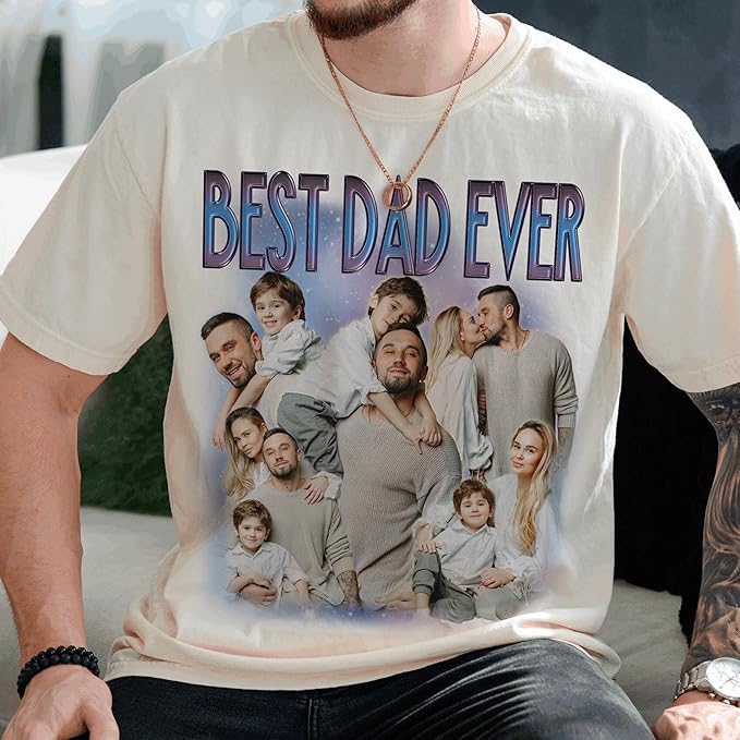 Custom Dad Shirt Personalized Picture T-Shirt for Men for New Dad Daddy Gift for Grandpa